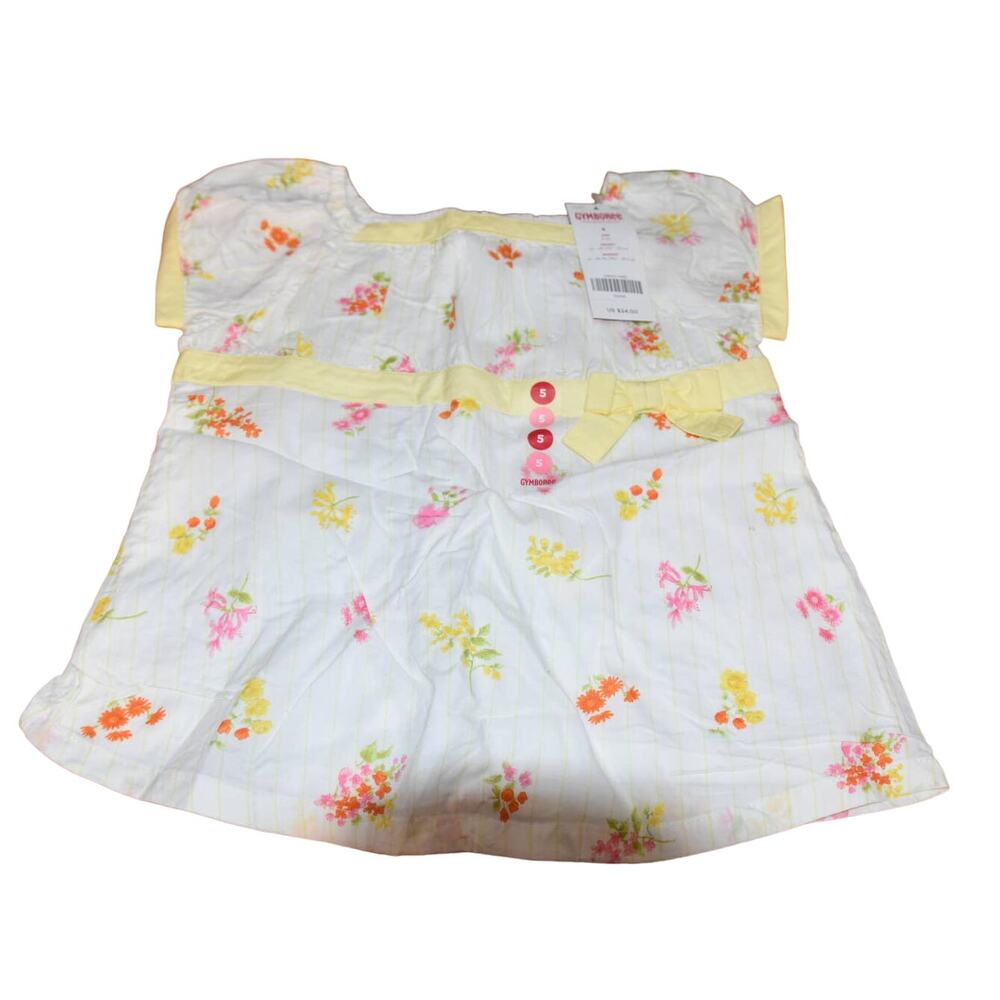 Gymboree Baby Doll Top, Nwt, Size 5, White with yellow and pink floral print